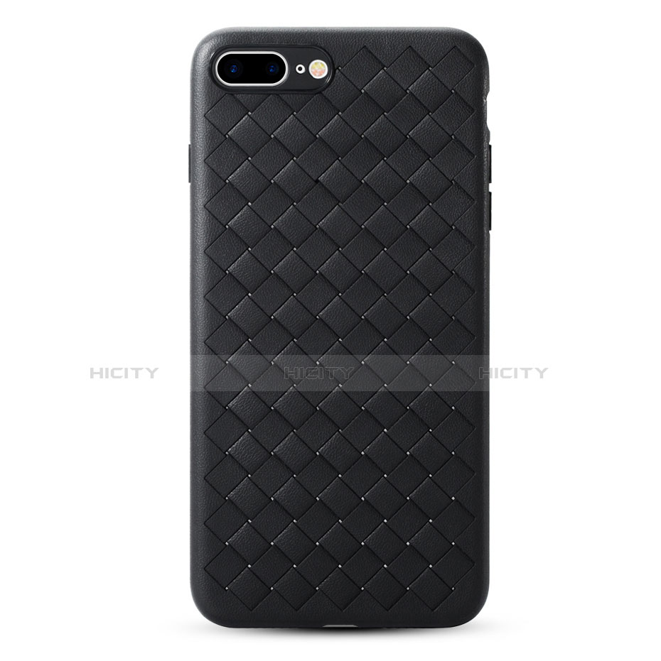 Coque Plastique Rigide Motif Cuir pour Apple iPhone 8 Plus Noir Plus