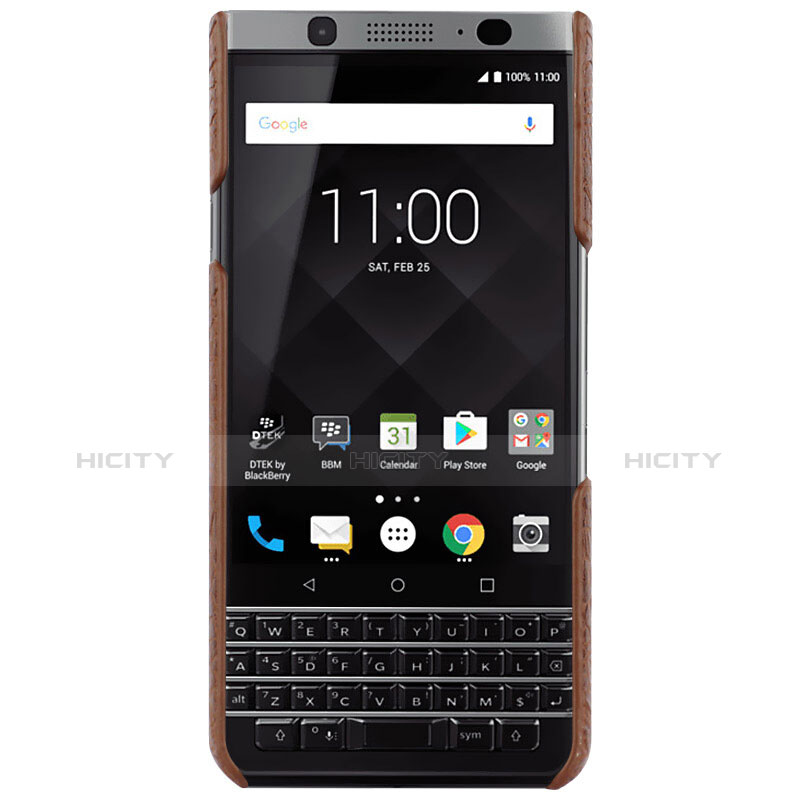 Coque Plastique Rigide Motif Cuir pour Blackberry KEYone Marron Plus