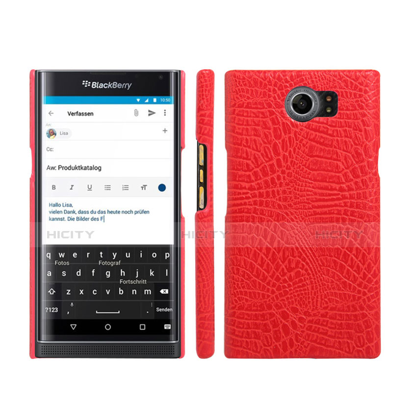 Coque Plastique Rigide Motif Cuir pour Blackberry Priv Rouge Plus