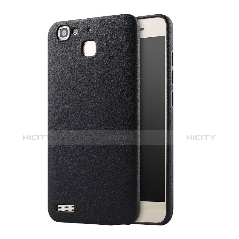 Coque Plastique Rigide Motif Cuir pour Huawei Enjoy 5S Noir Plus