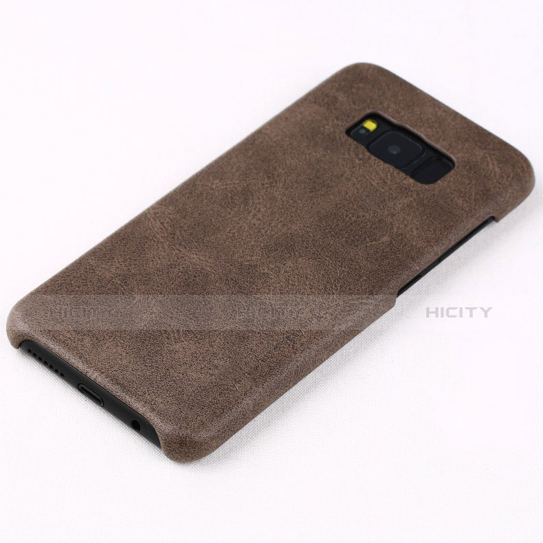 Coque Plastique Rigide Motif Cuir pour Samsung Galaxy S8 Marron Plus