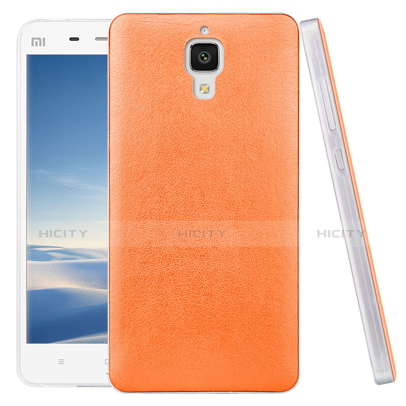 Coque Plastique Rigide Motif Cuir pour Xiaomi Mi 4 LTE Orange Plus