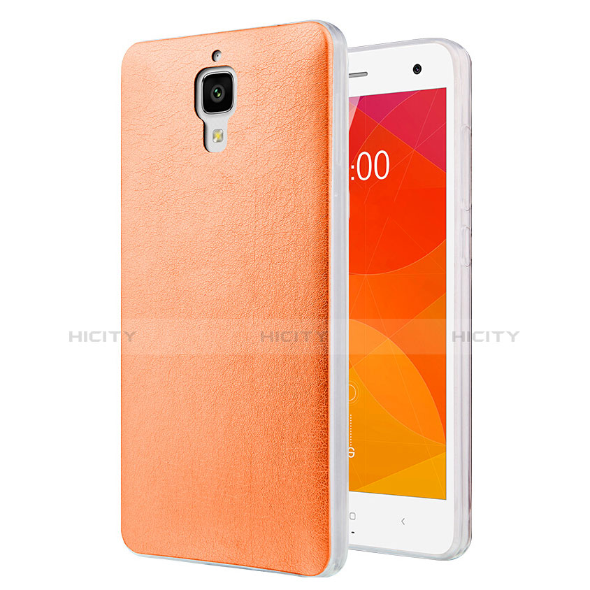 Coque Plastique Rigide Motif Cuir pour Xiaomi Mi 4 LTE Orange Plus