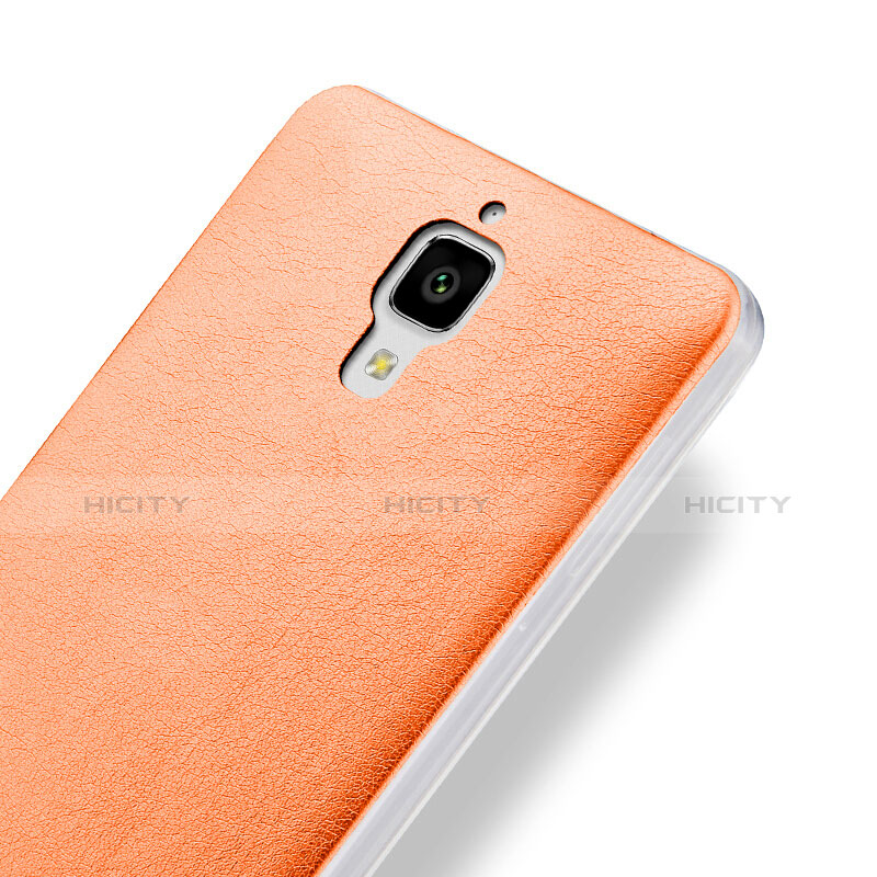 Coque Plastique Rigide Motif Cuir pour Xiaomi Mi 4 LTE Orange Plus