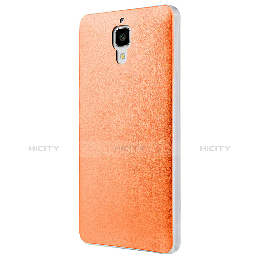 Coque Plastique Rigide Motif Cuir pour Xiaomi Mi 4 LTE Orange Plus