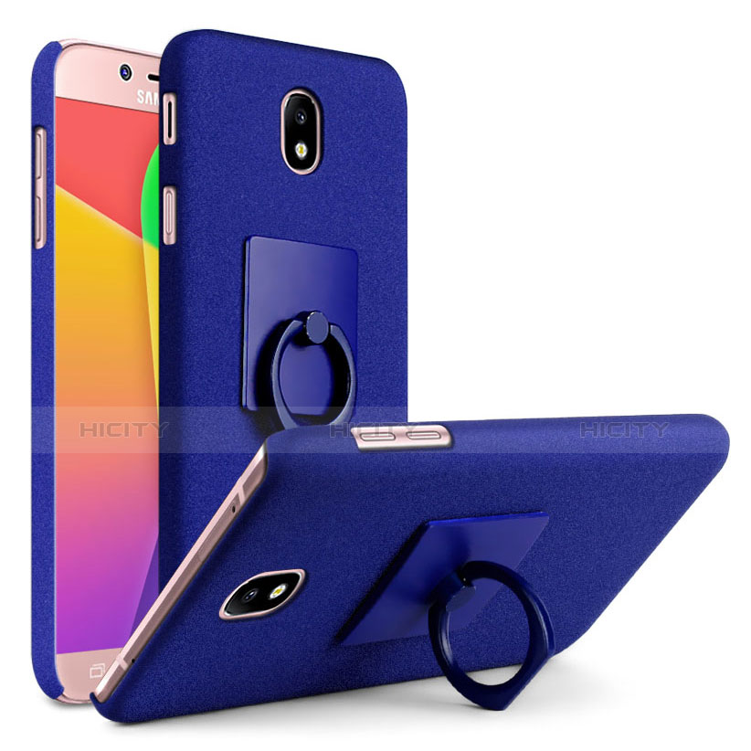 Coque Plastique Rigide Sables Mouvants avec Support Bague Anneau pour Samsung Galaxy J7 (2017) Duos J730F Bleu Plus