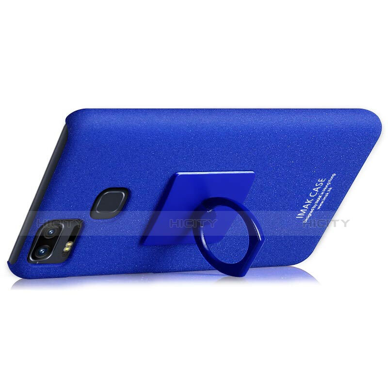 Coque Plastique Rigide Sables Mouvants et Support Bague Anneau pour Asus Zenfone 3 Zoom Bleu Plus