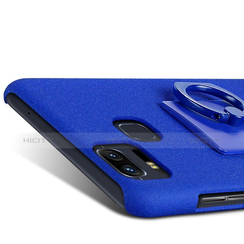 Coque Plastique Rigide Sables Mouvants et Support Bague Anneau pour Asus Zenfone 3 Zoom Bleu Plus