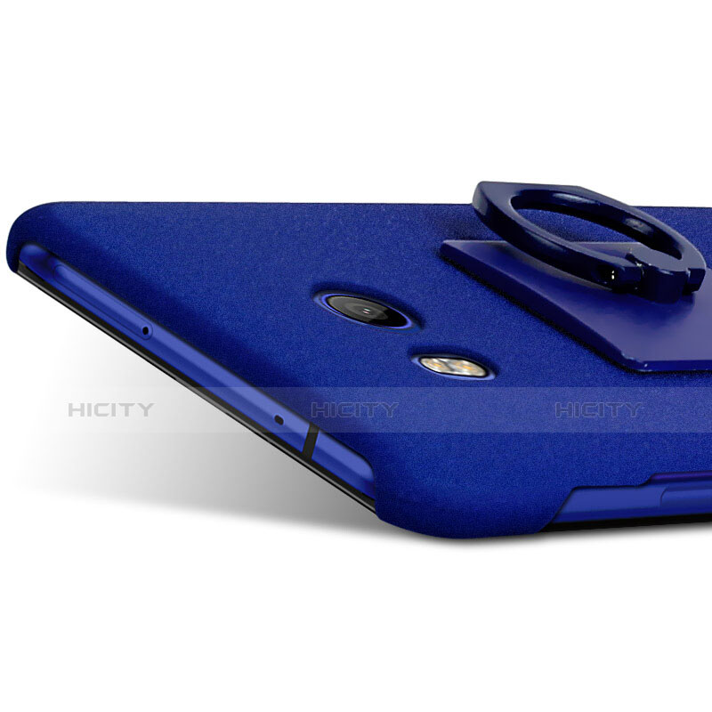 Coque Plastique Rigide Sables Mouvants et Support Bague Anneau pour HTC U11 Bleu Plus