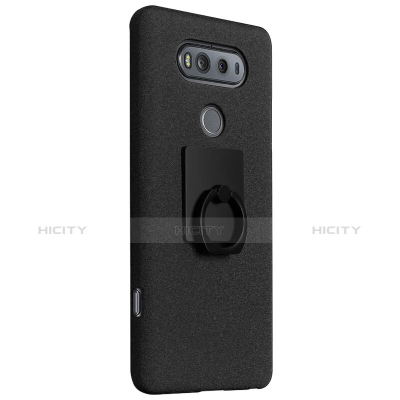 Coque Plastique Rigide Sables Mouvants et Support Bague Anneau pour LG V20 Noir Plus