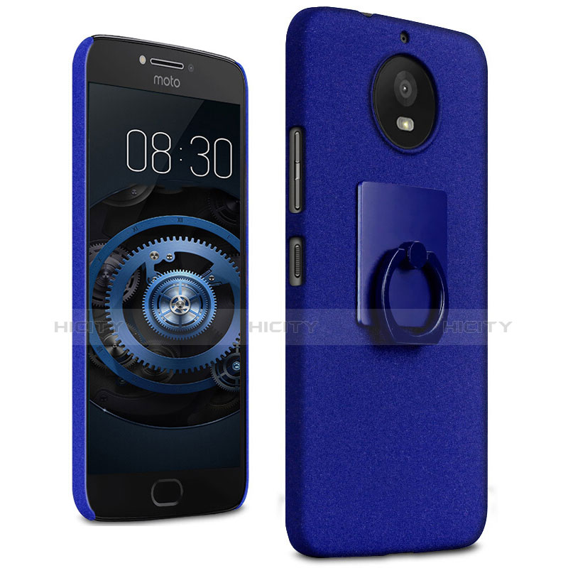 Coque Plastique Rigide Sables Mouvants et Support Bague Anneau pour Motorola Moto G5S Bleu Plus