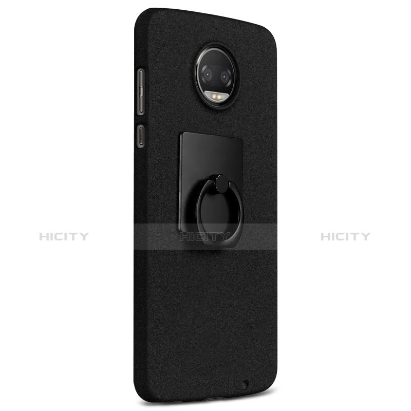 Coque Plastique Rigide Sables Mouvants et Support Bague Anneau pour Motorola Moto Z2 Force Noir Plus