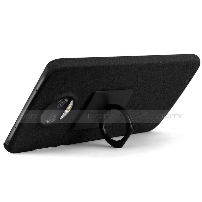 Coque Plastique Rigide Sables Mouvants et Support Bague Anneau pour Motorola Moto Z2 Force Noir Plus