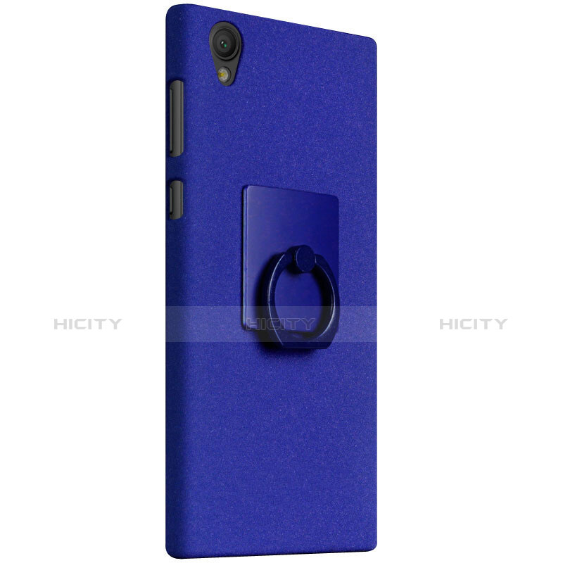 Coque Plastique Rigide Sables Mouvants et Support Bague Anneau pour Sony Xperia L1 Bleu Plus