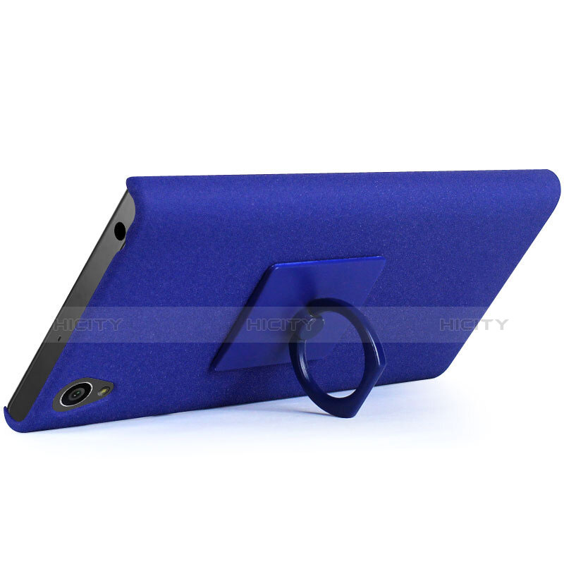 Coque Plastique Rigide Sables Mouvants et Support Bague Anneau pour Sony Xperia L1 Bleu Plus