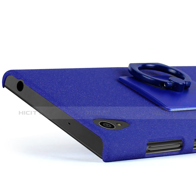 Coque Plastique Rigide Sables Mouvants et Support Bague Anneau pour Sony Xperia L1 Bleu Plus