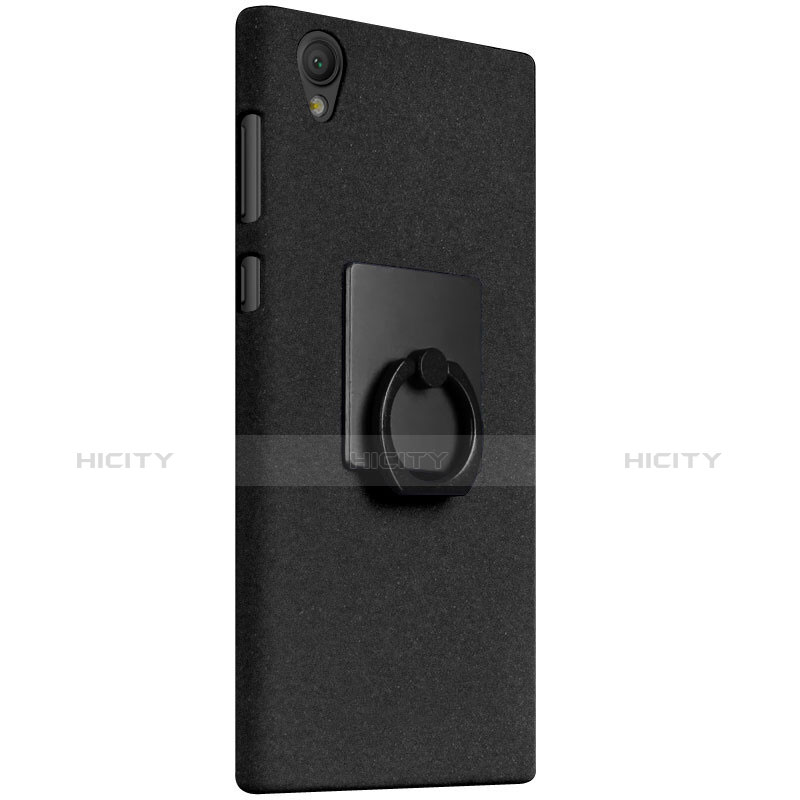 Coque Plastique Rigide Sables Mouvants et Support Bague Anneau pour Sony Xperia L1 Noir Plus