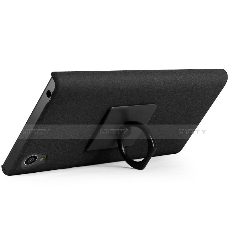 Coque Plastique Rigide Sables Mouvants et Support Bague Anneau pour Sony Xperia L1 Noir Plus