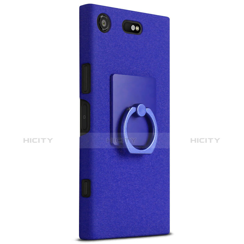 Coque Plastique Rigide Sables Mouvants et Support Bague Anneau pour Sony Xperia XZ1 Compact Bleu Plus