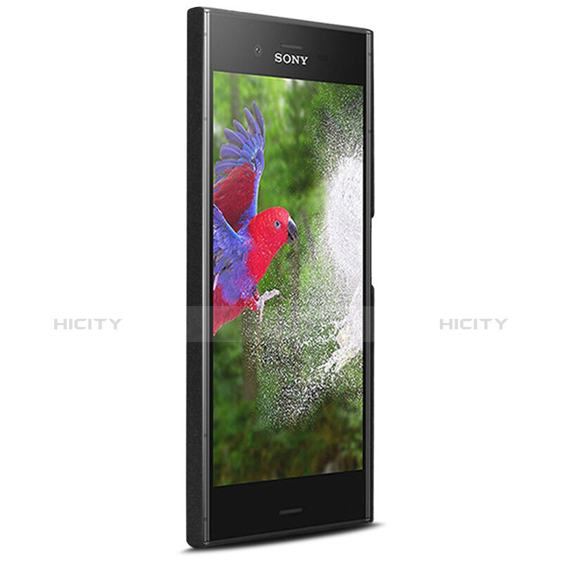 Coque Plastique Rigide Sables Mouvants et Support Bague Anneau pour Sony Xperia XZ1 Noir Plus