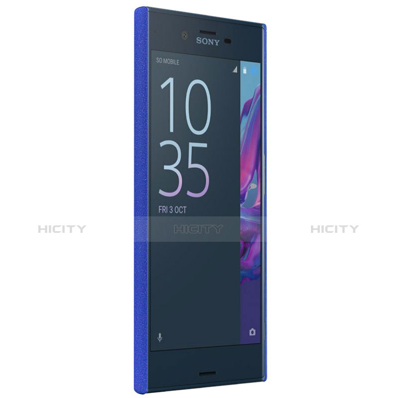 Coque Plastique Rigide Sables Mouvants et Support Bague Anneau pour Sony Xperia XZs Bleu Plus