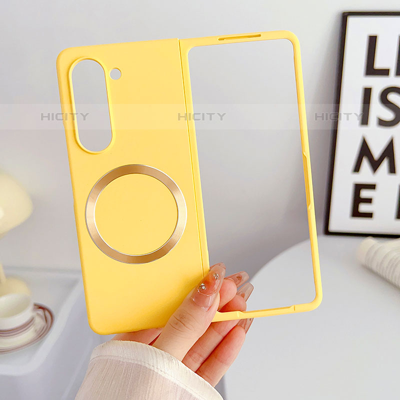 Coque Plastique Rigide Sans Cadre Etui Housse Mat avec Mag-Safe Magnetic Magnetique BH1 pour Samsung Galaxy Z Fold5 5G Jaune Plus