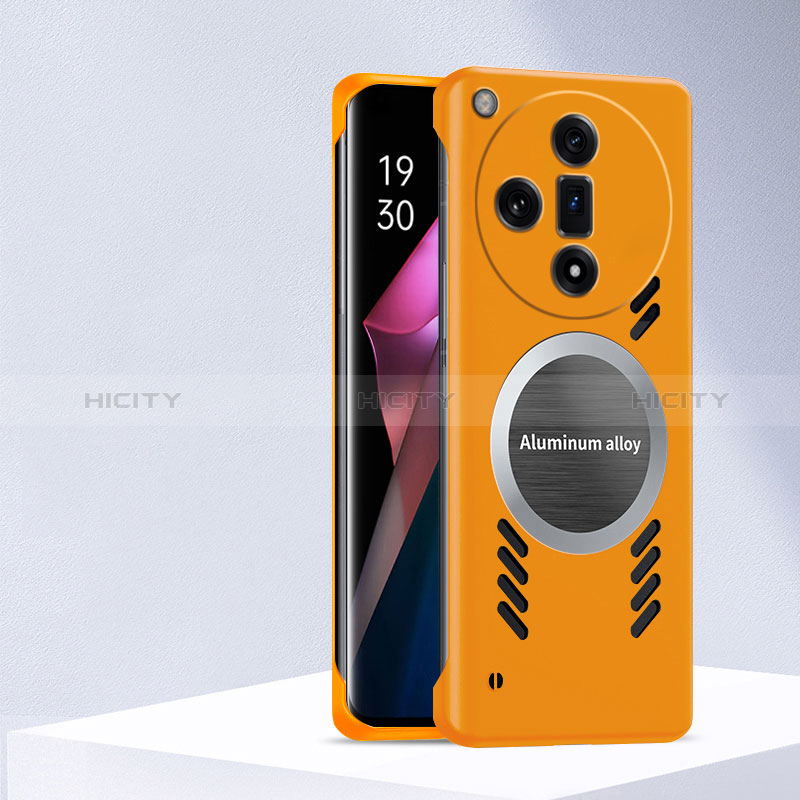 Coque Plastique Rigide Sans Cadre Etui Housse Mat avec Mag-Safe Magnetic Magnetique S01 pour Oppo Find X7 5G Orange Plus