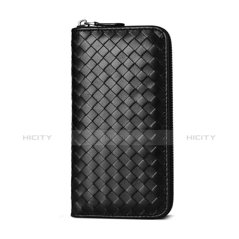 Coque Pochette Cuir Motif Tisse Universel Noir Plus