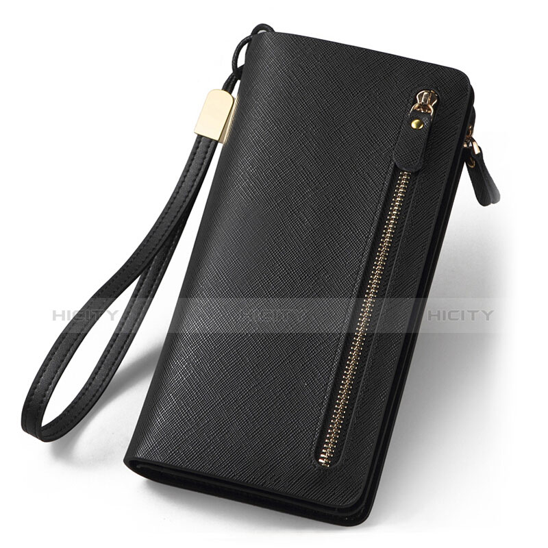 Coque Pochette Cuir Soie Universel T01 Noir Plus