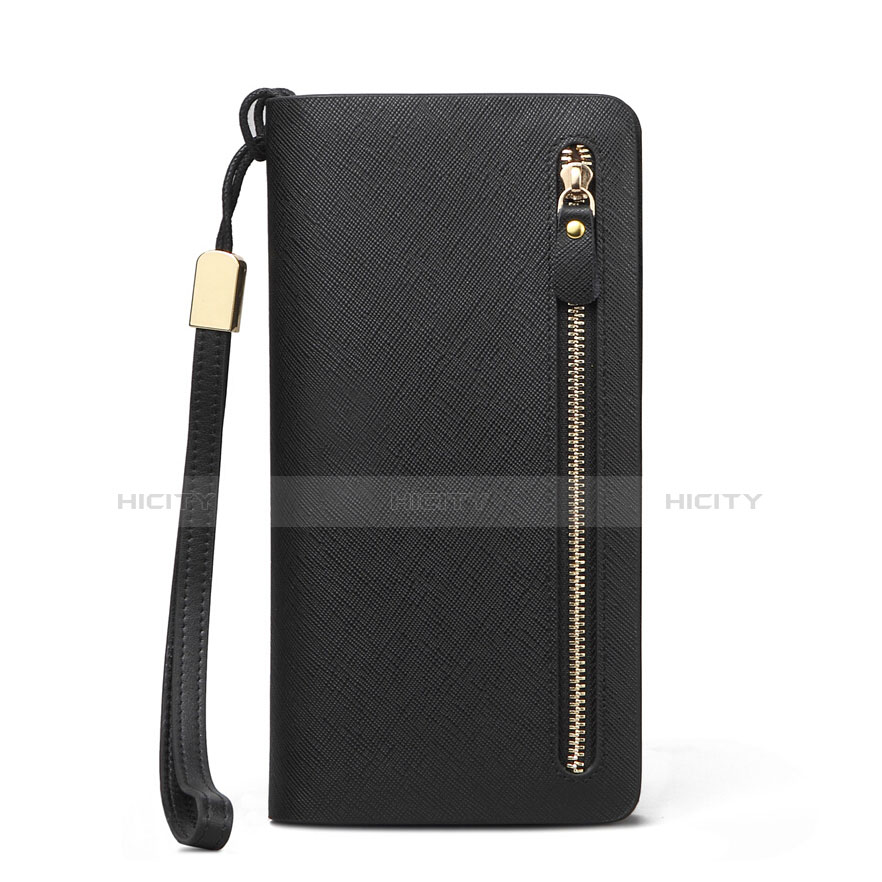 Coque Pochette Cuir Soie Universel T01 Noir Plus