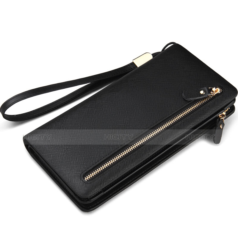 Coque Pochette Cuir Soie Universel T01 Noir Plus