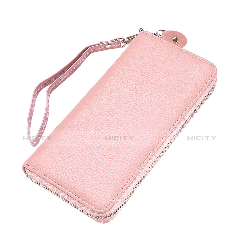 Coque Pochette Cuir Universel Litchi Motif Rose Plus