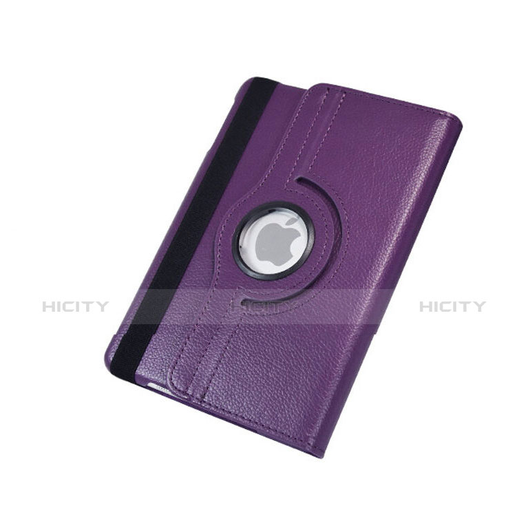 Coque Portefeuille Cuir Rotatif pour Apple iPad Mini 2 Violet Plus