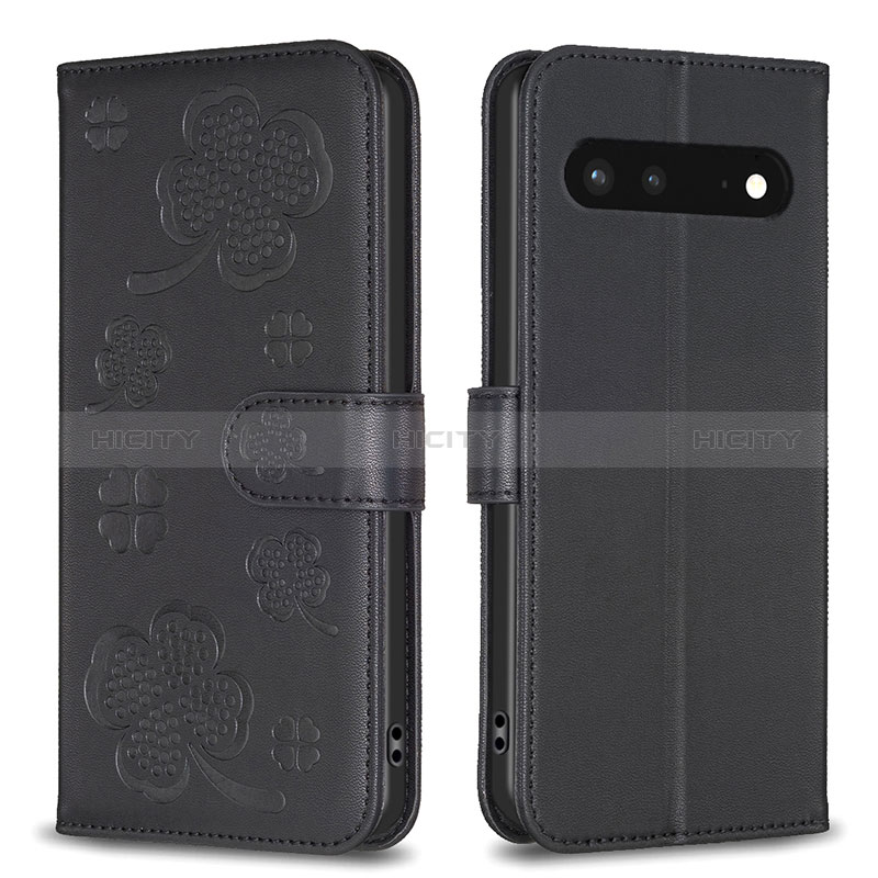 Coque Portefeuille Fleurs Livre Cuir Etui Clapet BF1 pour Google Pixel 7 5G Noir Plus