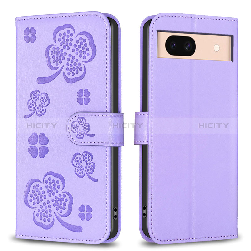 Coque Portefeuille Fleurs Livre Cuir Etui Clapet BF1 pour Google Pixel 8a 5G Violet Plus