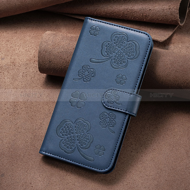 Coque Portefeuille Fleurs Livre Cuir Etui Clapet BF1 pour Oppo A35 Bleu Plus