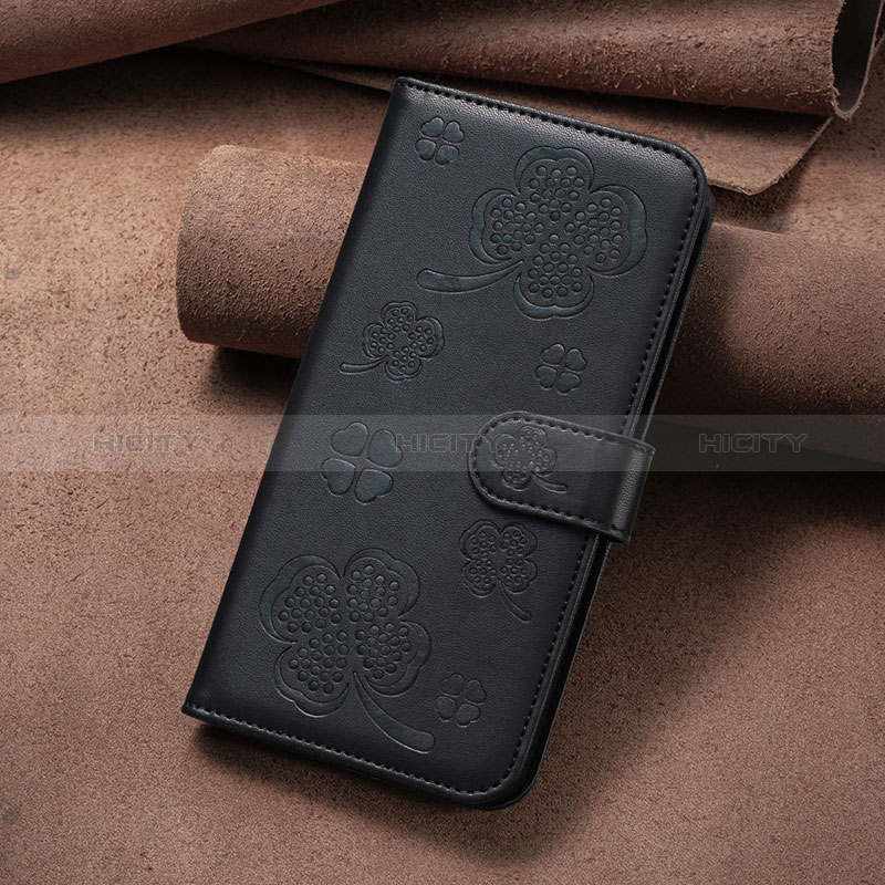 Coque Portefeuille Fleurs Livre Cuir Etui Clapet BF1 pour Oppo A35 Noir Plus