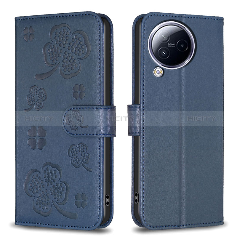 Coque Portefeuille Fleurs Livre Cuir Etui Clapet BF1 pour Xiaomi Civi 3 5G Bleu Plus