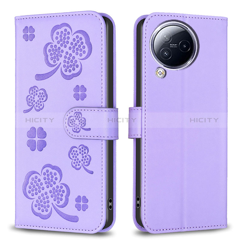 Coque Portefeuille Fleurs Livre Cuir Etui Clapet BF1 pour Xiaomi Civi 3 5G Violet Plus