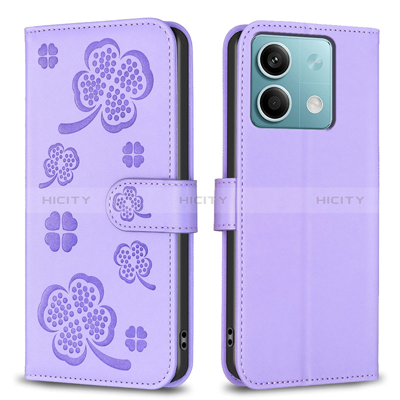 Coque Portefeuille Fleurs Livre Cuir Etui Clapet BF1 pour Xiaomi Redmi Note 13 5G Violet Plus