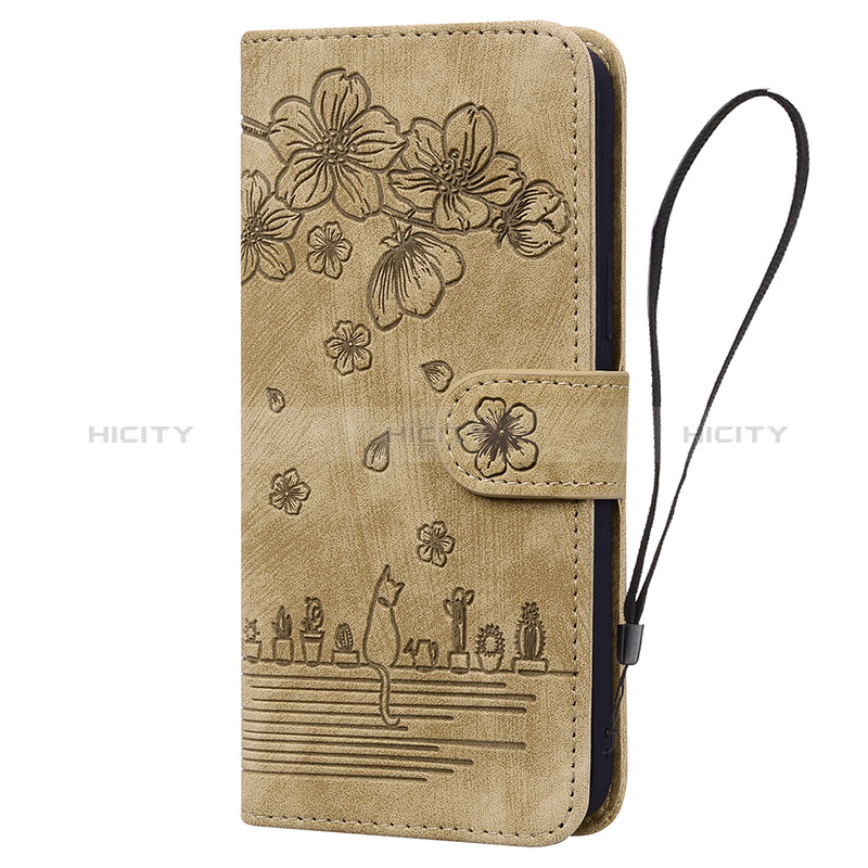 Coque Portefeuille Fleurs Livre Cuir Etui Clapet HF1 pour Huawei Honor 90 Lite 5G Marron Plus