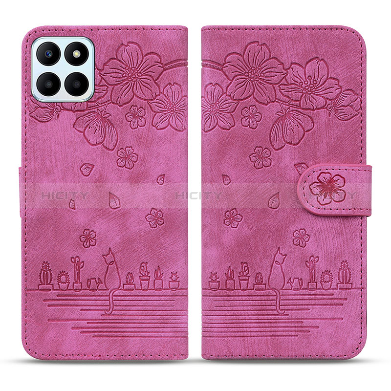 Coque Portefeuille Fleurs Livre Cuir Etui Clapet HF1 pour Huawei Honor X6a Plus