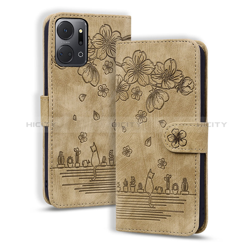 Coque Portefeuille Fleurs Livre Cuir Etui Clapet HF1 pour Huawei Honor X7a Plus