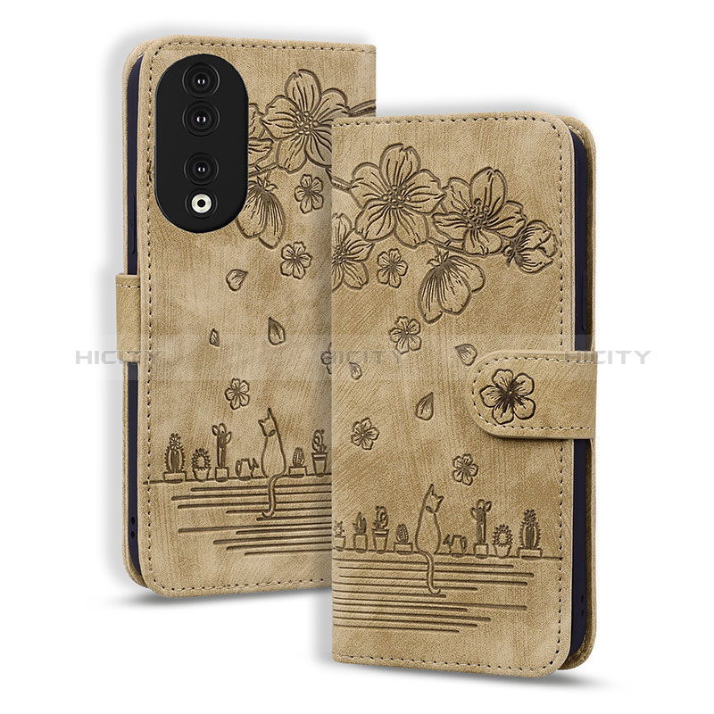 Coque Portefeuille Fleurs Livre Cuir Etui Clapet HF2 pour Huawei Honor 90 5G Plus