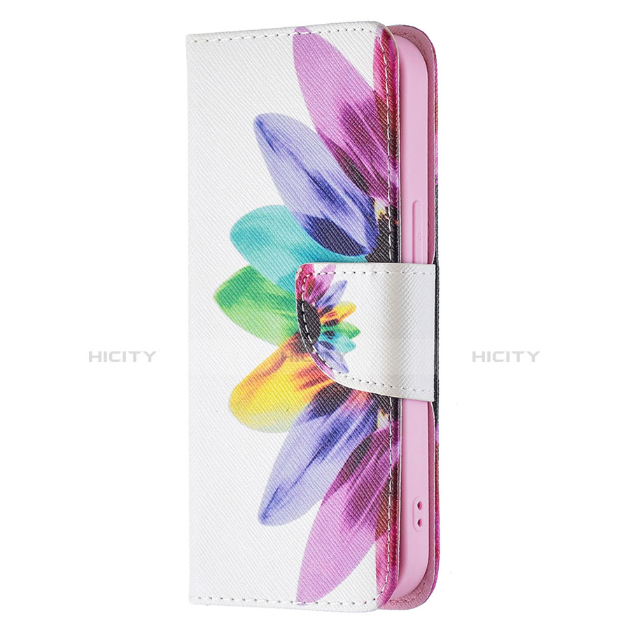 Coque Portefeuille Fleurs Livre Cuir Etui Clapet L01 pour Apple iPhone 13 Colorful Plus