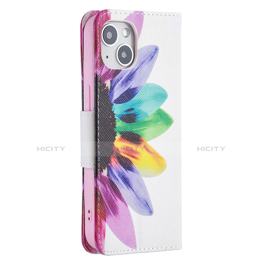 Coque Portefeuille Fleurs Livre Cuir Etui Clapet L01 pour Apple iPhone 13 Colorful Plus