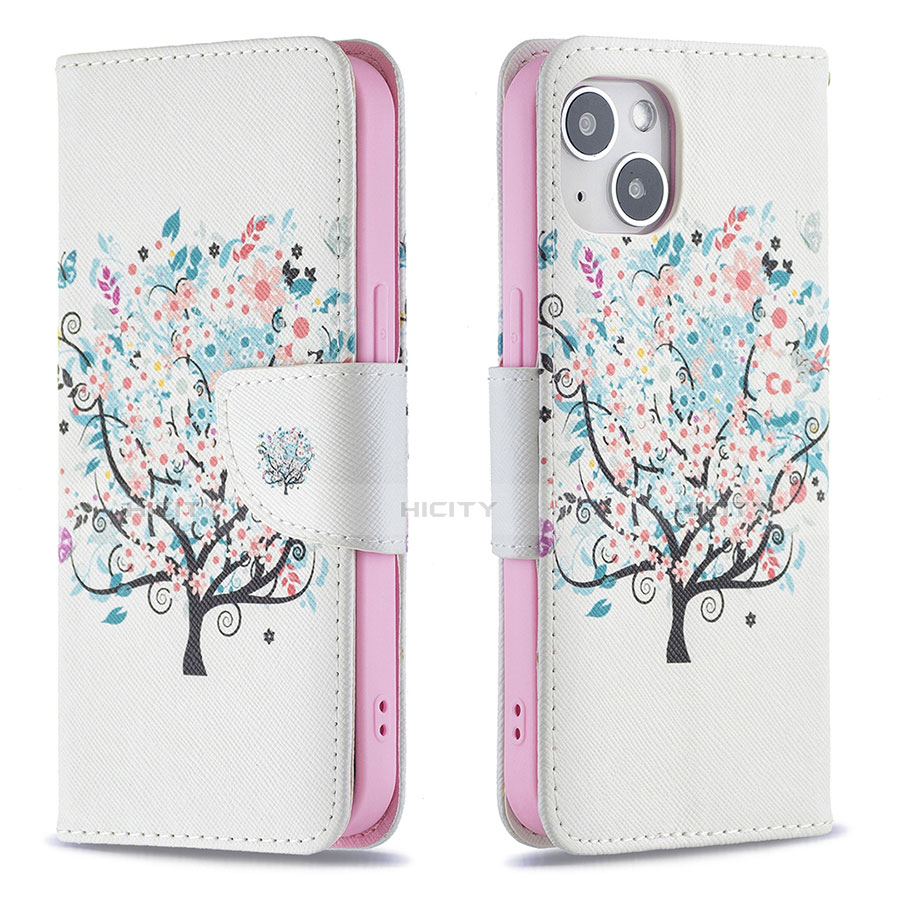 Coque Portefeuille Fleurs Livre Cuir Etui Clapet L01 pour Apple iPhone 13 Mini Mixte Plus