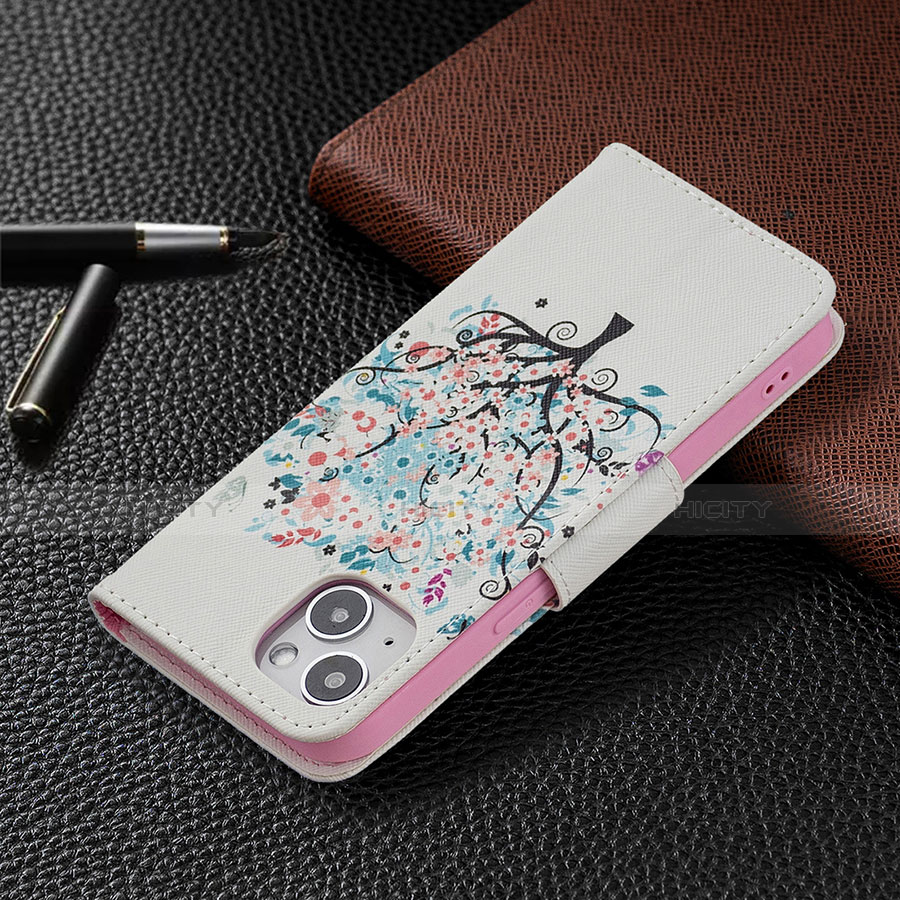 Coque Portefeuille Fleurs Livre Cuir Etui Clapet L01 pour Apple iPhone 13 Mini Mixte Plus