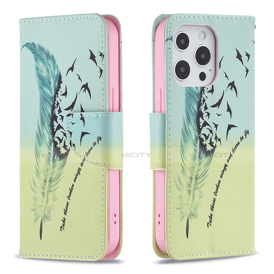 Coque Portefeuille Fleurs Livre Cuir Etui Clapet L01 pour Apple iPhone 13 Pro Max Jaune Plus