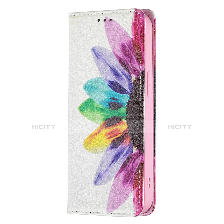 Coque Portefeuille Fleurs Livre Cuir Etui Clapet L01 pour Apple iPhone 13 Pro Max Rose Plus